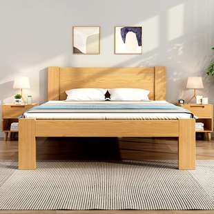 加厚纯全实木床工厂家直销现代简约1米5床架松木高脚一米八双人床