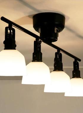 日式LED吸顶灯北欧风格灯现代简约客厅多头餐厅黑色白色玻璃E27灯