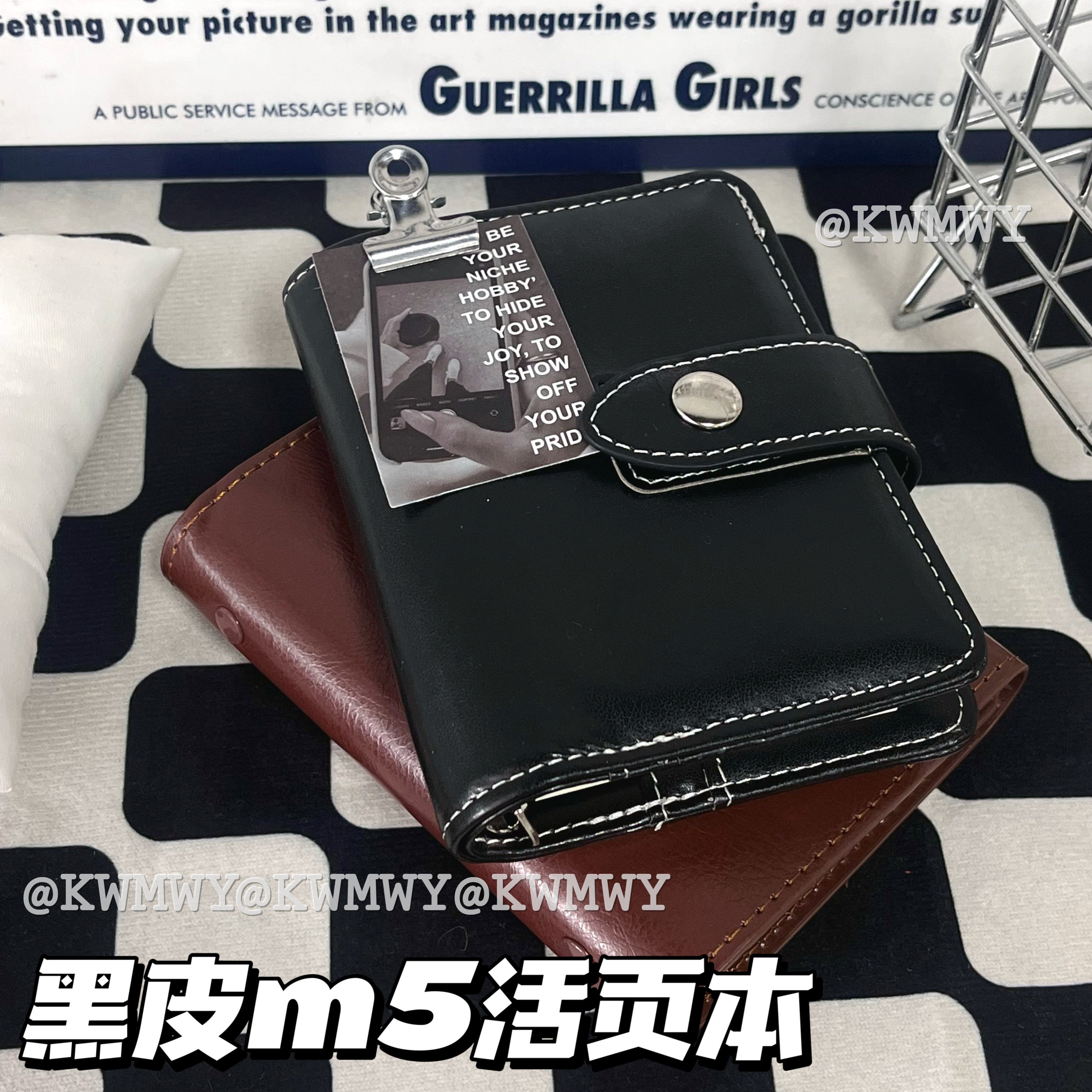 复古黑色m5皮质手账活页本高颜值笔记本随身口袋手帐日记事本子