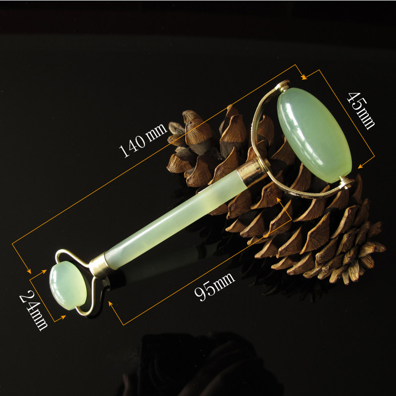 天然玉石面部脸部眼部美容棒岫玉滚轮棒按摩器推脸单双头滚珠玉轮