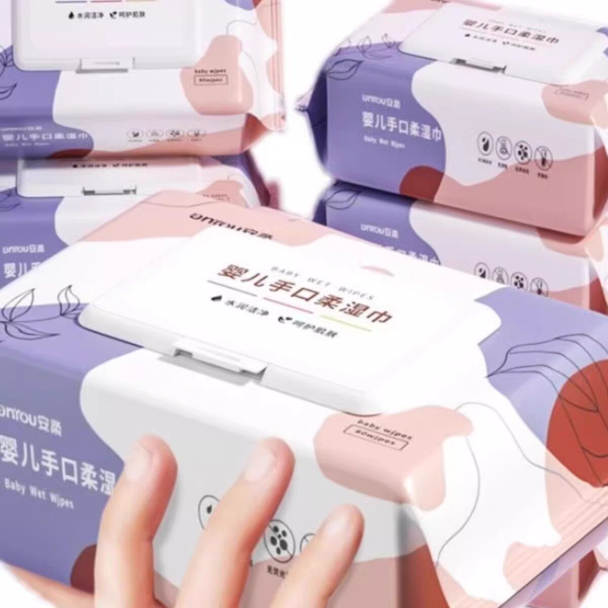 婴儿湿巾80片手口清洁加厚抽取式家用大包装手口通用无纺布