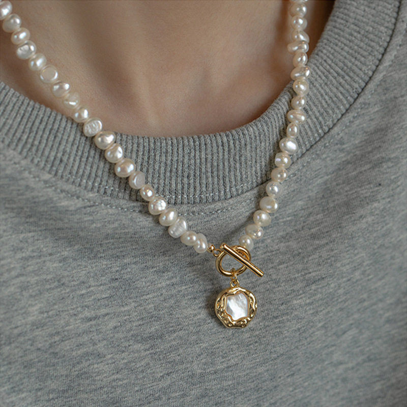 日本品质天然淡水巴洛克珍珠项链女款百搭不规则秋冬毛衣链长款高