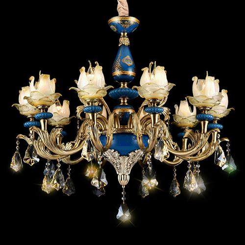 全铜陶瓷水晶吊灯别墅酒店婚宴厅会所手工玻璃中式KTV轻奢装饰灯,家装灯饰光源,客厅吊灯,淘宝优惠券,粉丝福利购,淘宝优惠卷