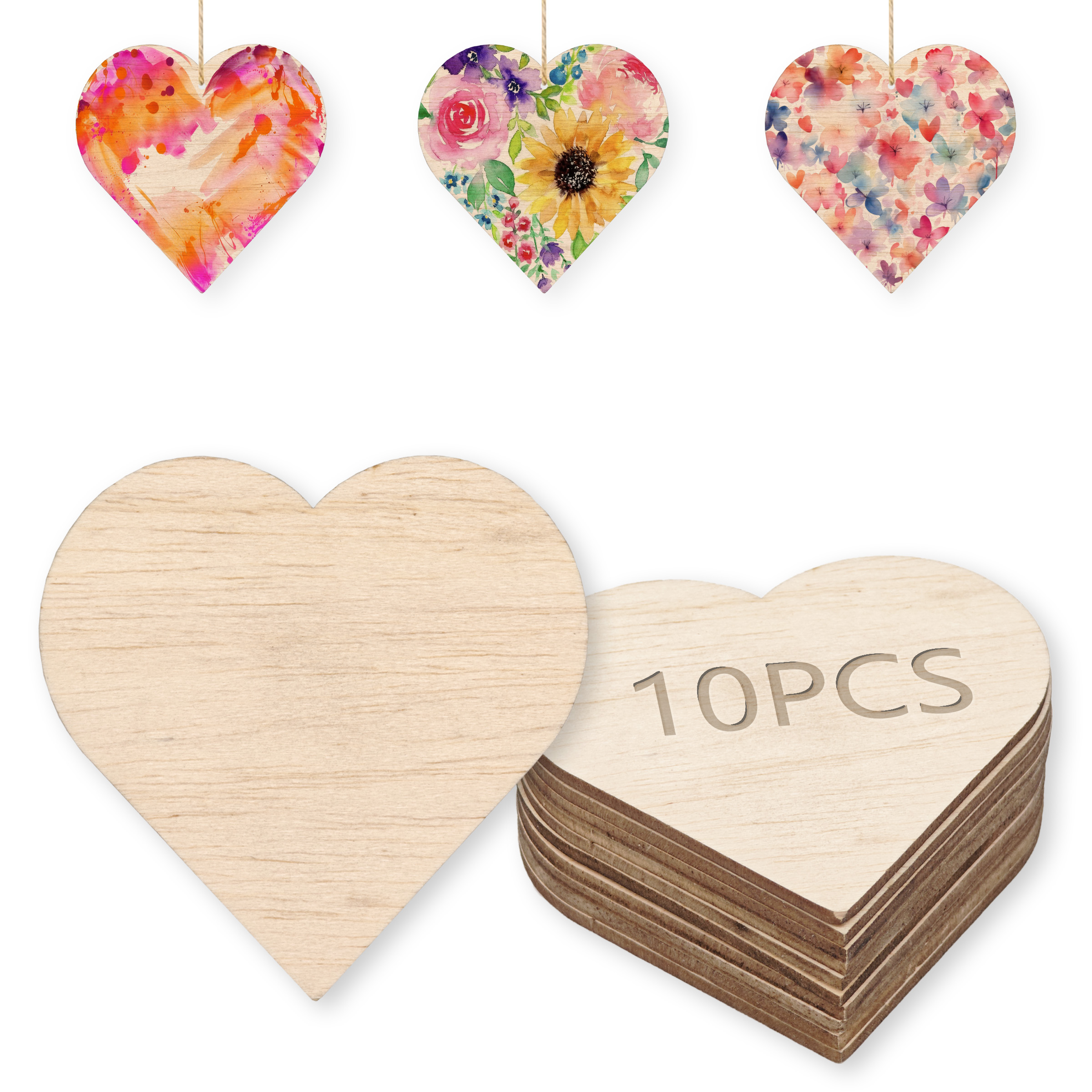 亲子diy手工制作轻木圆木片方木片爱心木片幼儿园创意手绘画材料