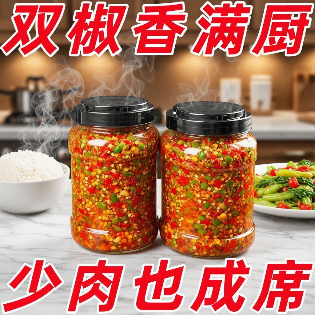 【三瓶特价】青红双椒剁椒酱香辣下饭拌面拌菜调味酱拌菜辣青椒酱