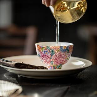 中国风珐琅彩陶瓷主人杯单杯女士高端茶具泡茶杯个人专用茶道杯