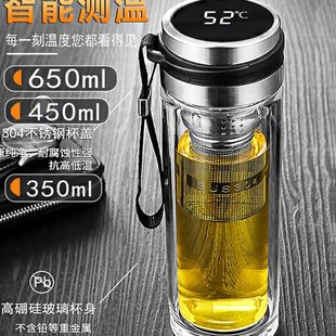 滤网温带盖子泡茶杯家用大容量男女茶水分离耐热双层玻璃杯便携显