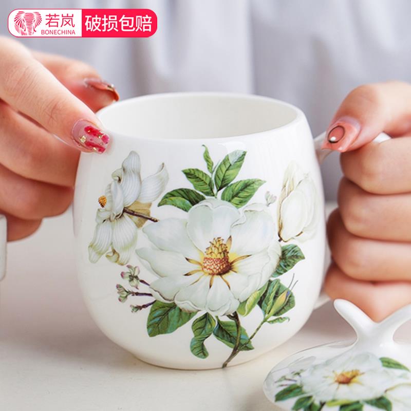 水杯陶瓷马克杯家用喝水杯学生简约创意办公室茶杯子带盖大容量杯