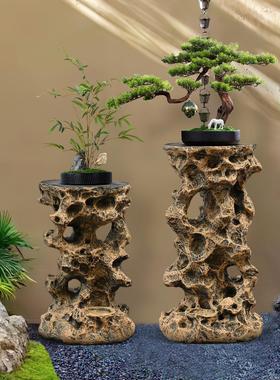 花园装饰太湖石树脂底座彷石墩户外庭院盆景别墅露台花盆花架摆件