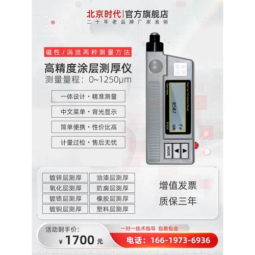 涂层厚度计Tt220北京时代铝铁基涂层爬坡锌层测量仪手持式进口漆