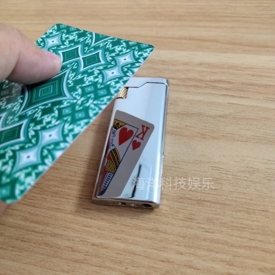 底照打火机钛钢充气推二张不磨损高清反光金花认扑克识牌镜面火机