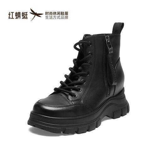 红蜻蜓正品商场同款女马丁靴粗跟