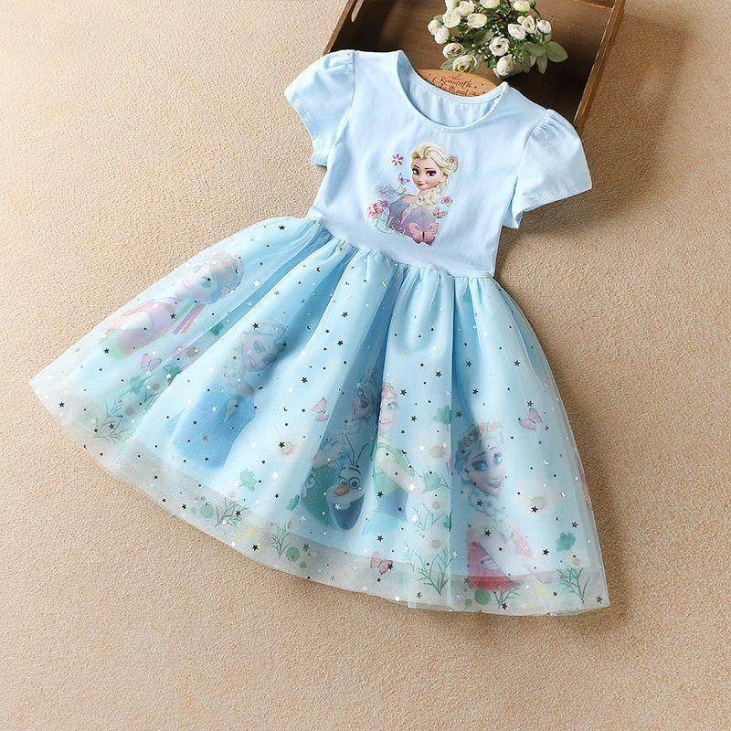 2024 Summer Frozen Childrens Elsa Princess Baby Girls Dress