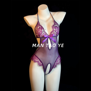 漫桃野「娇妻如梦」紫色性感开档连体衣情调趣味免脱qqny小胸内衣