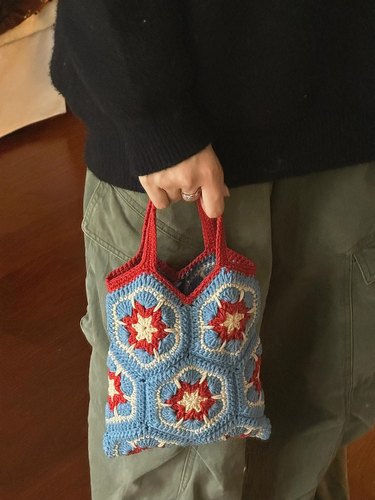 手工DIY钩织材料包祖母格手拎包日式简约ins风解闷送礼物编织减压