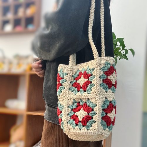 手工钩织DIY小红书祖母格材料包