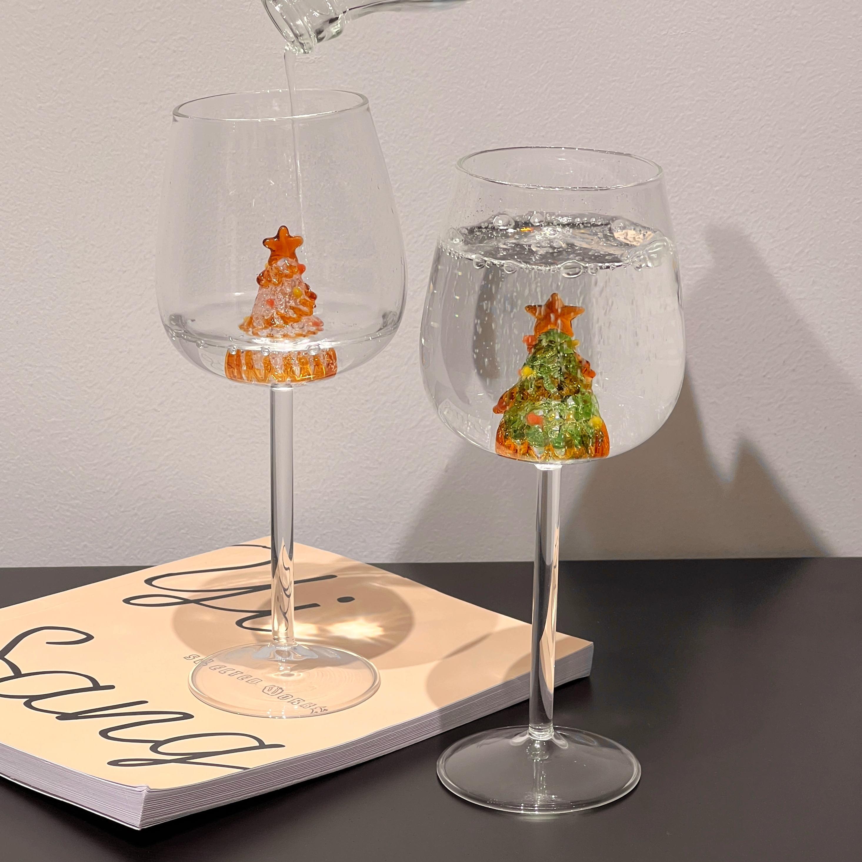 波尔多红酒杯送闺蜜高级感圣诞生日礼物姜饼人kt猫气泡高脚玻璃杯