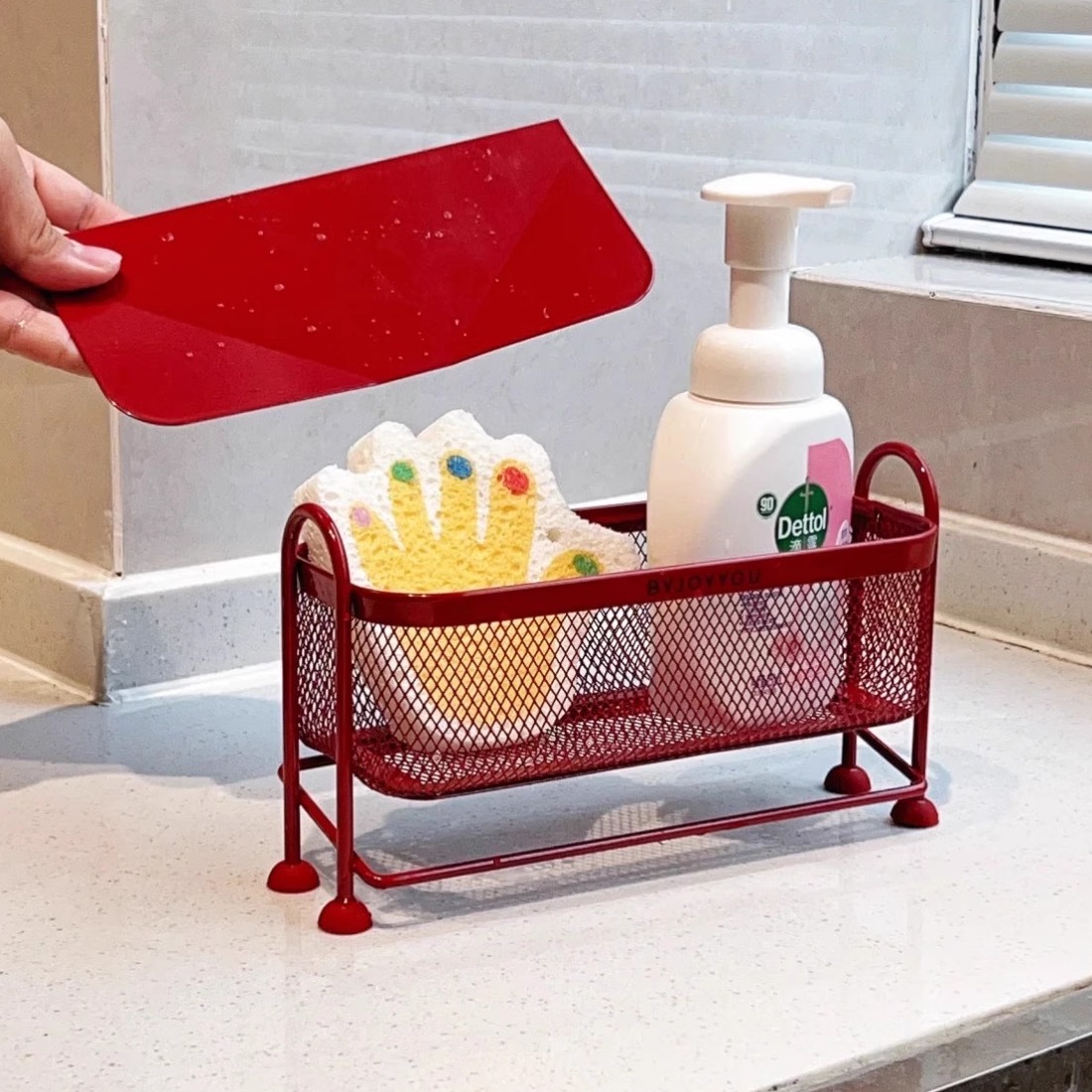 水龙头置物架铁艺网格水槽置物架厨房卫生间抹布洗碗布窄边沥水架
