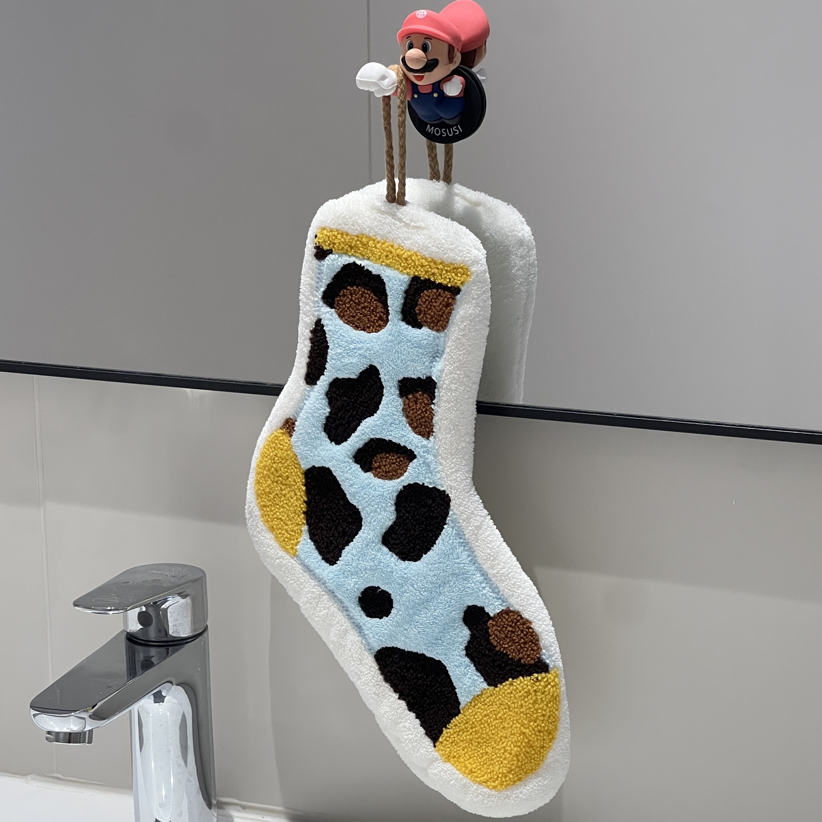 卫生间超强吸水擦手巾挂式可爱高颜值抹手布帕厨房加厚擦手毛巾