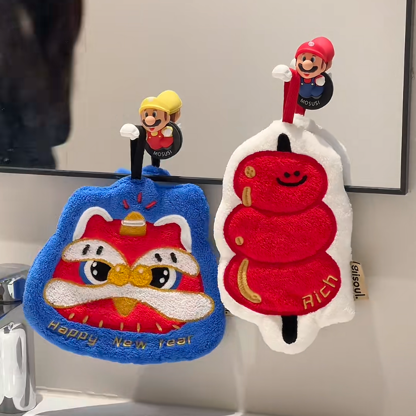 珊瑚绒新年醒狮擦手巾厨房浴室挂式加厚防臭速干可爱创意葫芦手帕,家庭/个人清洁工具,厨房擦手巾,淘宝优惠券,粉丝福利购,淘宝优惠卷
