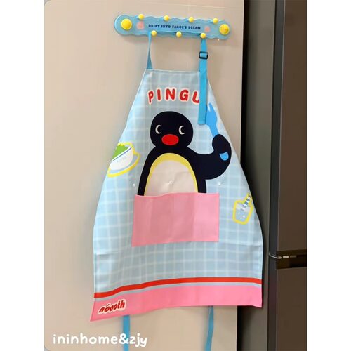 围裙厨房家用可爱pingu联名款防油防水罩衣高颜值可擦手四季通用