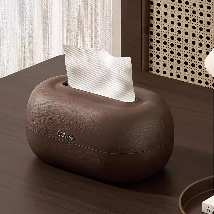 中古风抽纸盒木纹纸巾盒家用客厅轻奢高档高级感复古餐巾纸盒桌面