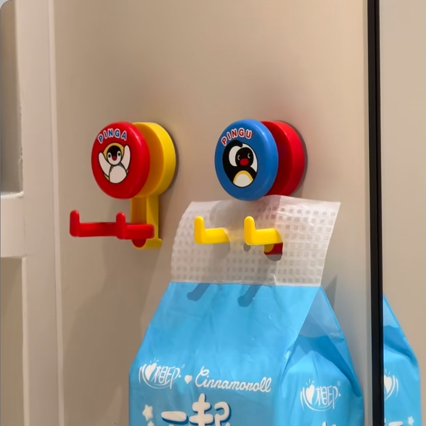 pingu联名双头粘钩家用厨房浴室门后强力承重免打孔无痕粘胶挂钩