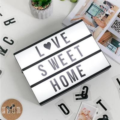 新款LED字母灯箱黑白彩色字母卡片diy房间求婚生日少女心装饰灯A4