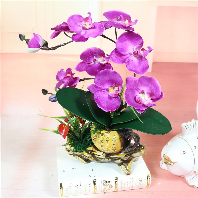 仿真兰花盆栽蝴蝶兰仿真花套装客厅室内装饰插花摆设卧室假花摆件