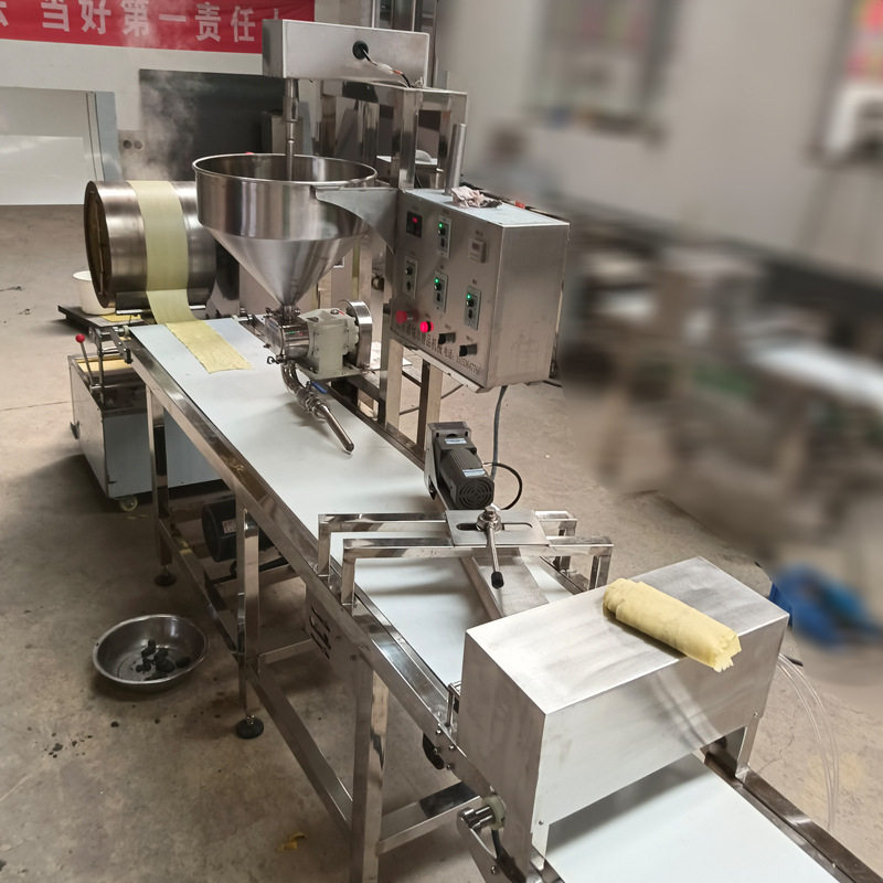 全自动鸡蛋卷煎机器鲁品制造 机器包卷煎流水线 鸡蛋肉煎卷机器
