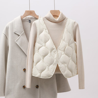 90白鹅绒马甲轻薄内穿百搭保暖女短款羽绒马甲背心打底内胆修身冬