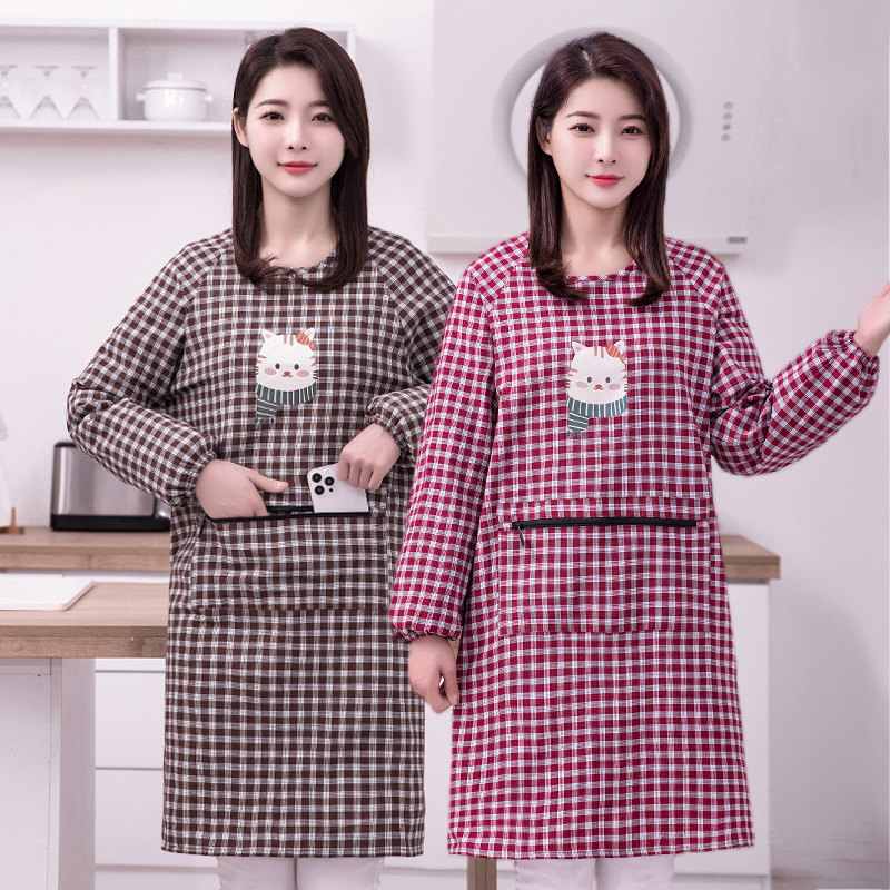 2024新款罩衣女干活穿加厚棉布长袖围裙厨房家用做饭防污工作服男,家庭/个人清洁工具,围裙,淘宝优惠券,粉丝福利购,淘宝优惠卷