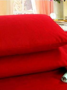 枕套一对装 单人大红色枕头套枕芯套枕头皮枕大号家用4874纯色
