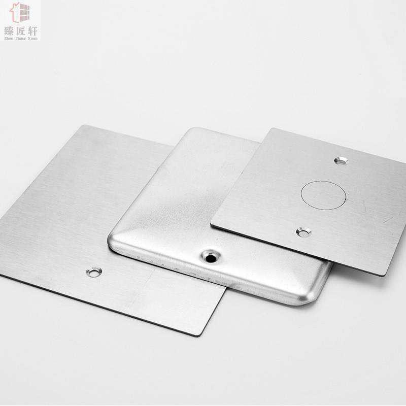 不锈钢盖板地面插座封板146型86型多联暗盒盖板金属面板带孔出线