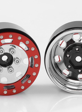 RC4WD模型攀爬越野TRO 1.7“冲压自锁钢板轮毂(红色/镀铬)Z-W0225