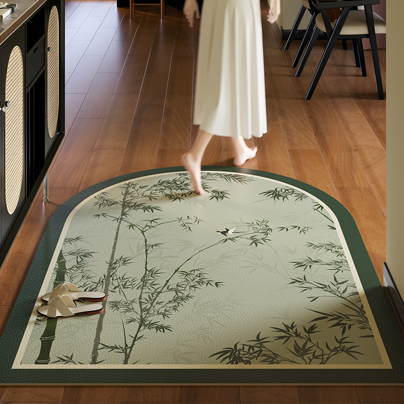 新中式禅意皮革入户地垫