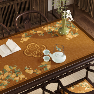 画春堂新中式 餐桌垫防油防水防烫皮革桌垫免洗加厚防尘茶几垫桌布