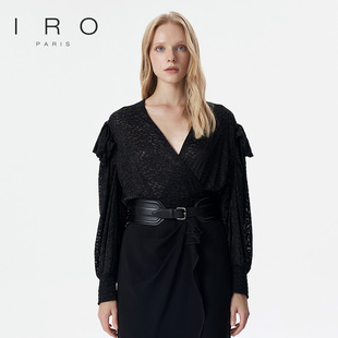 衬衫 IRO 简约暗纹提花V领收腰长袖 2026年春季 WP16LINDIA22W NIGHT