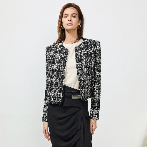 IRO Night 2025年冬季银丝混纺格纹小香风外套WP07MALANOSPE25S