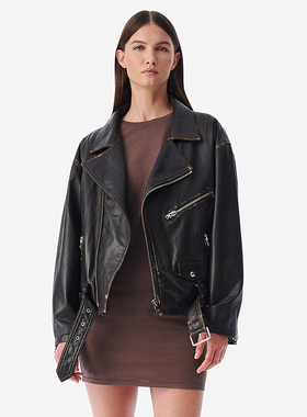 IRO NIGHT 2025年冬季机车风做旧工装皮衣夹克外套WP137DYLAN24S