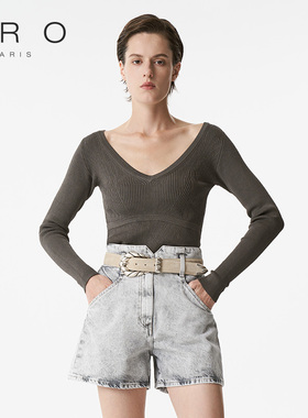 IRO NIGHT 2025春季修身显瘦大V领针织打底衫上衣WP12EGIZIA23S