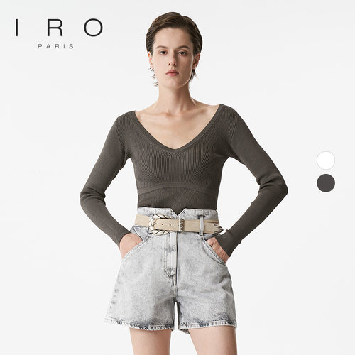 IRO修身显瘦大V领针织内搭打底衫