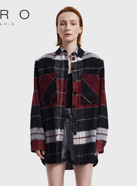 IRO NIGHT 2025年冬季新款拼色格纹衬衫式毛呢外套WM100NAHELA22W