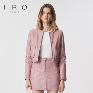 IRO NIGHT 2025年冬季款短款圆领无扣双面皮衣外套IWF334T02800