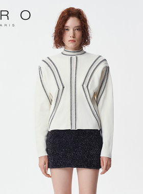 IRO NIGHT 2025年秋冬设计感直筒对称花纹粗针毛衫WM12STENA22W