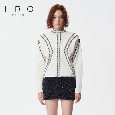 IRO秋冬对称花纹圆领粗针毛衫