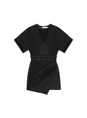 IRO NIGHT 2026年夏季V领收腰皮裙纯色短袖连衣裙WM33NAZ24S