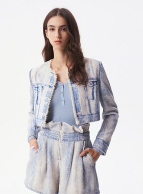 IRO NIGHT 2025年冬季牛仔圆领短款休闲百搭正肩外套IWF343T01900