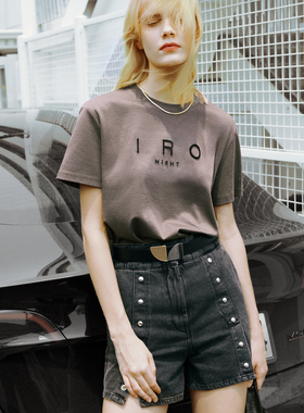 IRO NIGHT 2025年夏季烟灰色金属扣纯棉牛仔短裤WP30GENNYA24S
