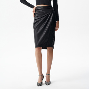 高腰绵羊皮不规则捏褶半身裙IWF343X00100 2026年夏季 IRO NIGHT